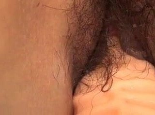 Hairy asian MILF with great saggy tits toyed